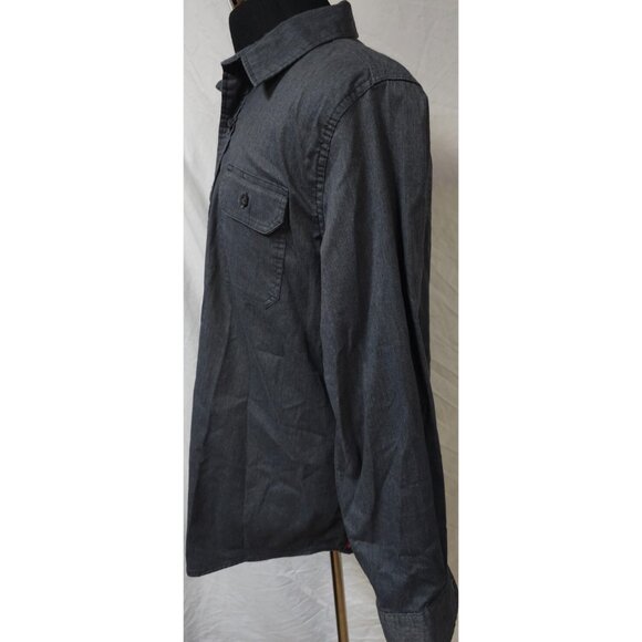 Wrangler Epic Mens Large Dark Charcoal Heather Long Sleeve Soft Denim Shirt - Picture 5 of 12